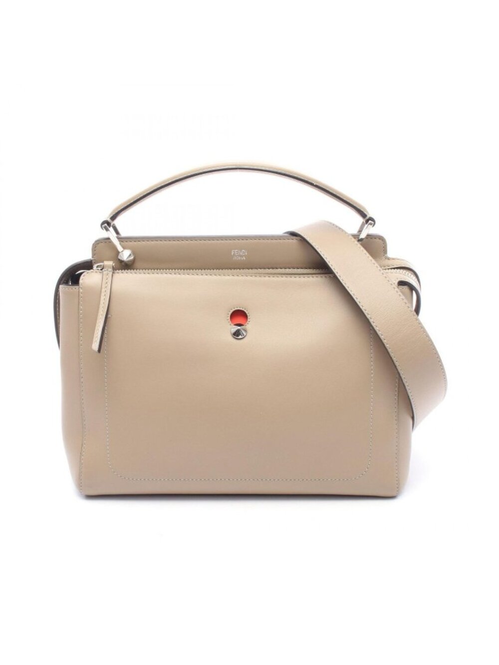 Fendi Handbag Dot Com 2-Way Beige Leather Shoulder Bag
